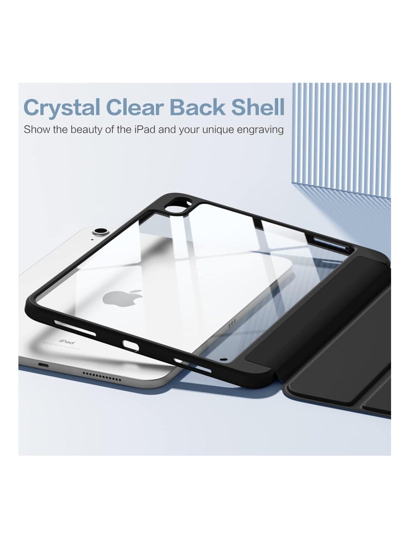 إم اتش ام حافظة متوافقة مع ايباد (A16) الجيل 11 2025/10.9 مع قلم حامل، غطاء ذكي ثلاثي الطي مع ناعم من البولي يوريثين، خاصية التنبيه/السكون التلقائي  اسود شفاف - Image 3