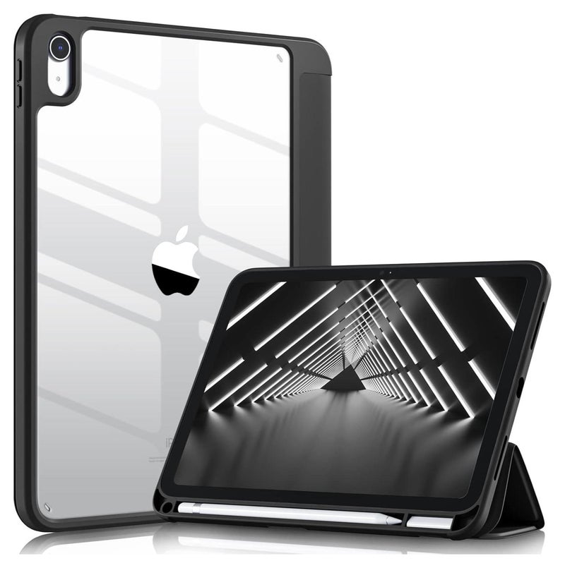 EVO ase Compatible with iPad (A16) 11th Generation 2025/10.9 with Pencil Holder, Smart Trifold Cover with Soft TPU, Auto Wake/Sleep, Clear  Black - Image 1