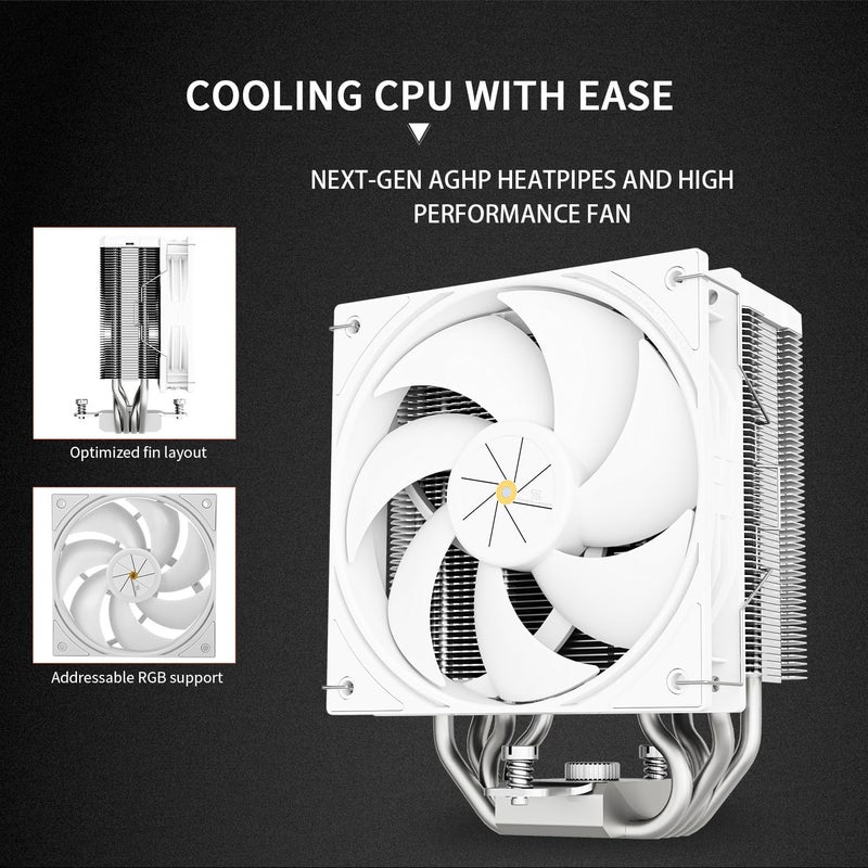ثيرمالرايت مبرد هواء وحدة المعالجة المركزية Thermalright Assassin X 120R Digital White، سرعة 2000 دورة في الدقيقة، 4 أنابيب حرارية، مروحة PWM هادئة 12 سم لمبرد وحدة المعالجة المركزية، غطاء علوي بشاشة رقمية، لـ AM4/AM5، Intel LGA1700/1851/1150/1151/1200، تبريد الكمبيوتر - Image 4