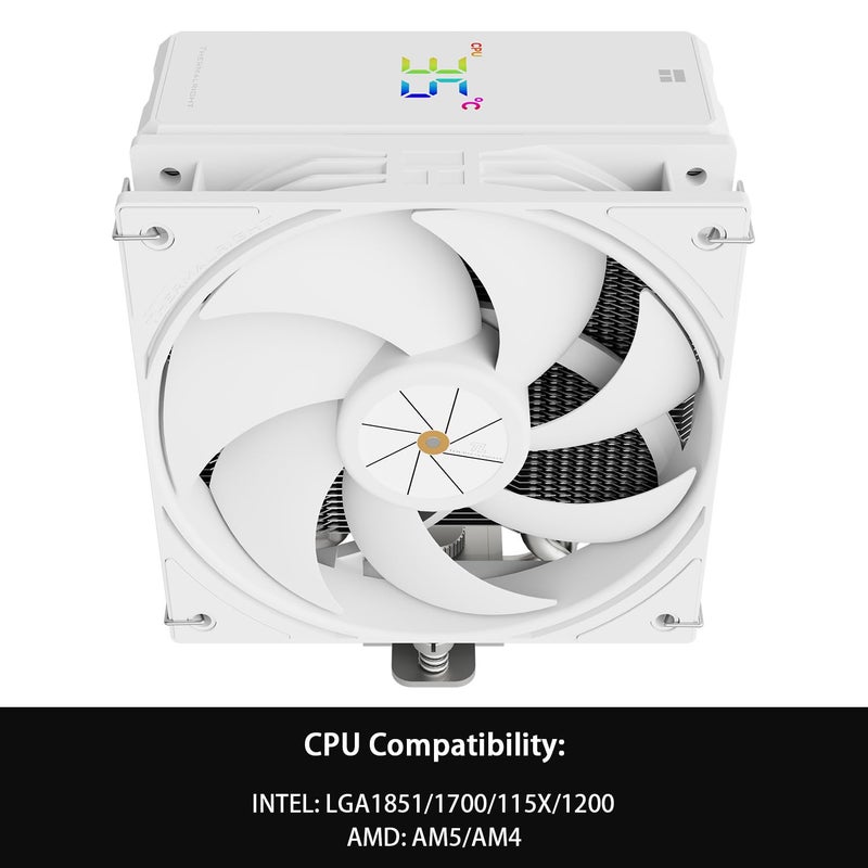 ثيرمالرايت مبرد هواء وحدة المعالجة المركزية Thermalright Assassin X 120R Digital White، سرعة 2000 دورة في الدقيقة، 4 أنابيب حرارية، مروحة PWM هادئة 12 سم لمبرد وحدة المعالجة المركزية، غطاء علوي بشاشة رقمية، لـ AM4/AM5، Intel LGA1700/1851/1150/1151/1200، تبريد الكمبيوتر - Image 3