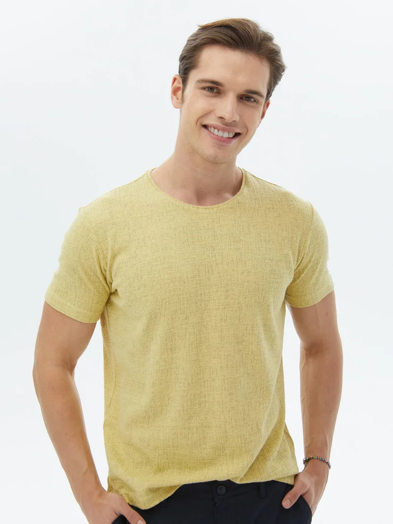كيب Lemon Mold Jacquard Crew Neck Cotton Blend T-Shirt
