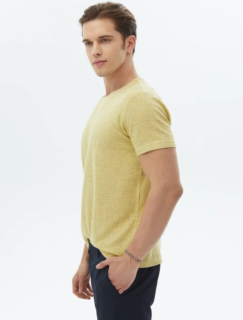 كيب Lemon Mold Jacquard Crew Neck Cotton Blend T-Shirt