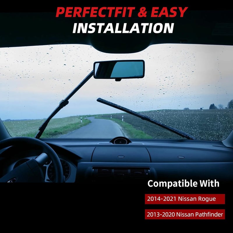 OTUAYAUTO شفاطات الزجاج الأمامي - بديل لنيسان روج 2014-2023، باثفايندر 2013-2021، شفاطات أمامية وخلفية، خطاف U/J - 26"+17"+12" (عبوة من 3) - Image 4