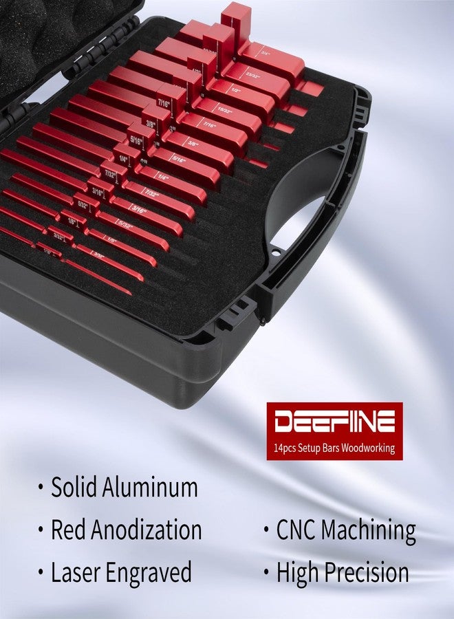 DEEFIINE Router Table Setup Blocks Woodworking,14pcs Aluminum Precision Setup Bars Height Gauge Kit for Router Table Saw Accessories with Storage Case. - Image 4