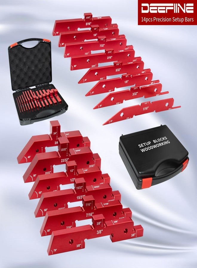 DEEFIINE Router Table Setup Blocks Woodworking,14pcs Aluminum Precision Setup Bars Height Gauge Kit for Router Table Saw Accessories with Storage Case. - Image 2
