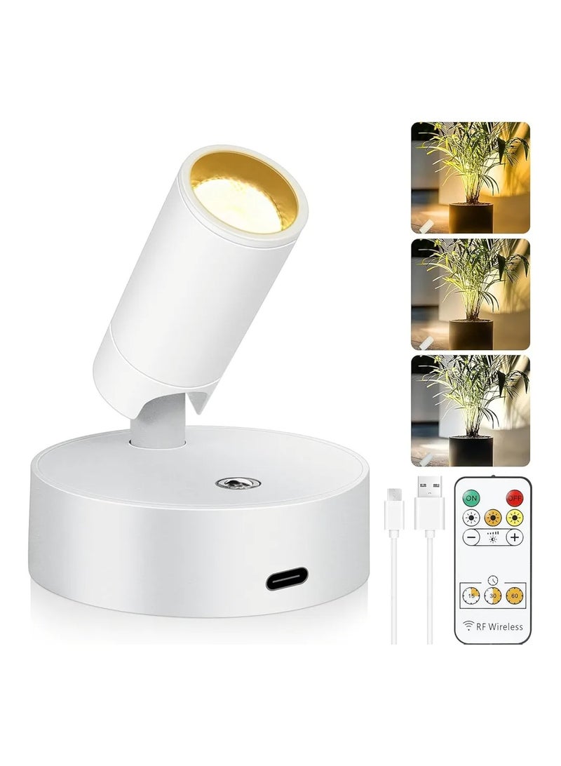 Indoor Wireless Spotlights with Magnetic Remote for Bedside Reading, Battery Operated, 4000K Neutral Light, 3 Dimmable Colors, White - Image 1