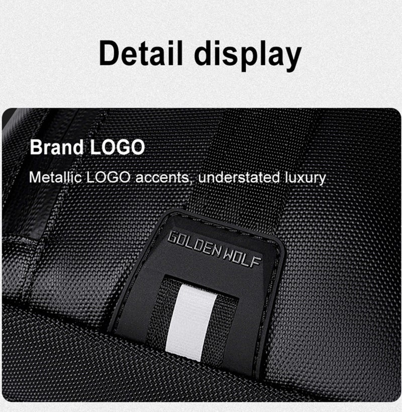 ARCTIC HUNTER Golden Wolf Fashion Crossbody Bag Water Resistant Anti-Theft Polyester Chest Bag Business Travel for Men Women, GXB00910, Black - Image 5