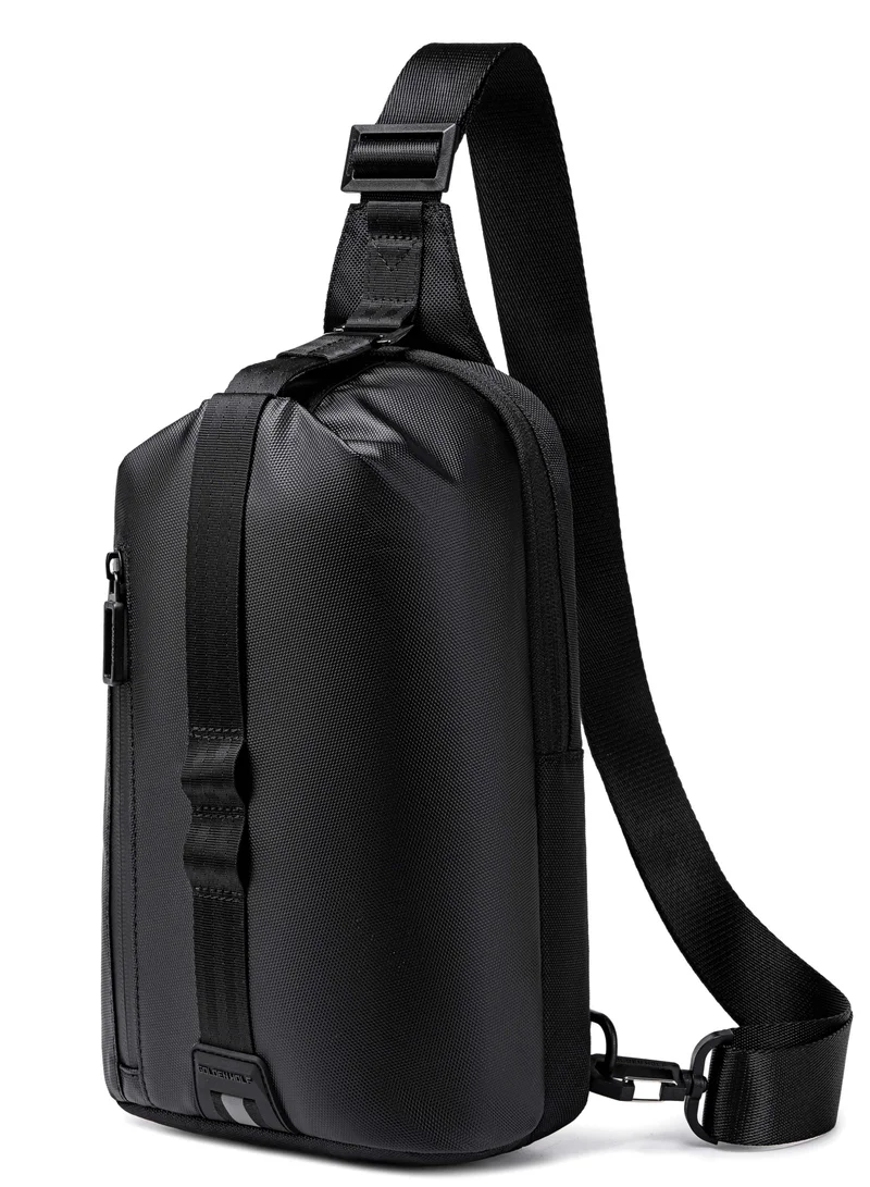 أركتيك هانتر Golden Wolf Fashion Crossbody Bag Water Resistant Anti-Theft Polyester Chest Bag Business Travel for Men Women, GXB00910, Black