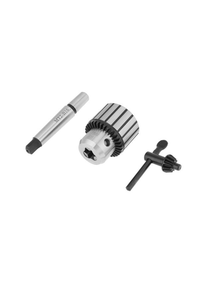 Key Type Drill Chuck, 1X Lathe Drill Chuck 1-13mm Capacity Carbide Steel MT2-B16 Arbor Key Type Drill Chuck Mini Lathe Tool for Centering Drilling Tapping Reaming Operation in Metal Wood