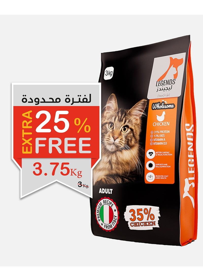 Legends Legends Dry Food for Adult Cats 3KG + 750gm free  - Image 1