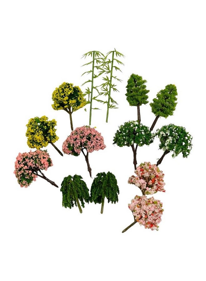 Krisah 14 pcs Miniature Doll House Garden Trees Decorative Height 7 cm Multi Color for Landscaping, Architectural Models, Garden - Image 1