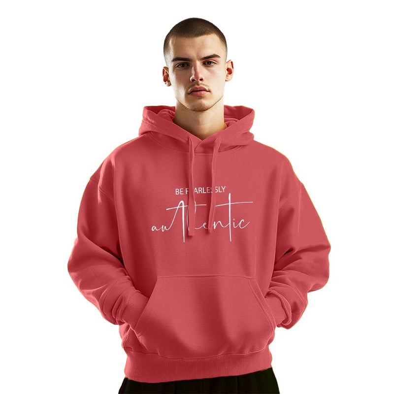 NOBERO Stylish Oversized Hoodie for Men in Coral - Image 1