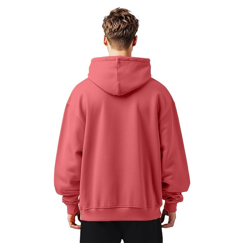 NOBERO Stylish Oversized Hoodie for Men in Coral - Image 2