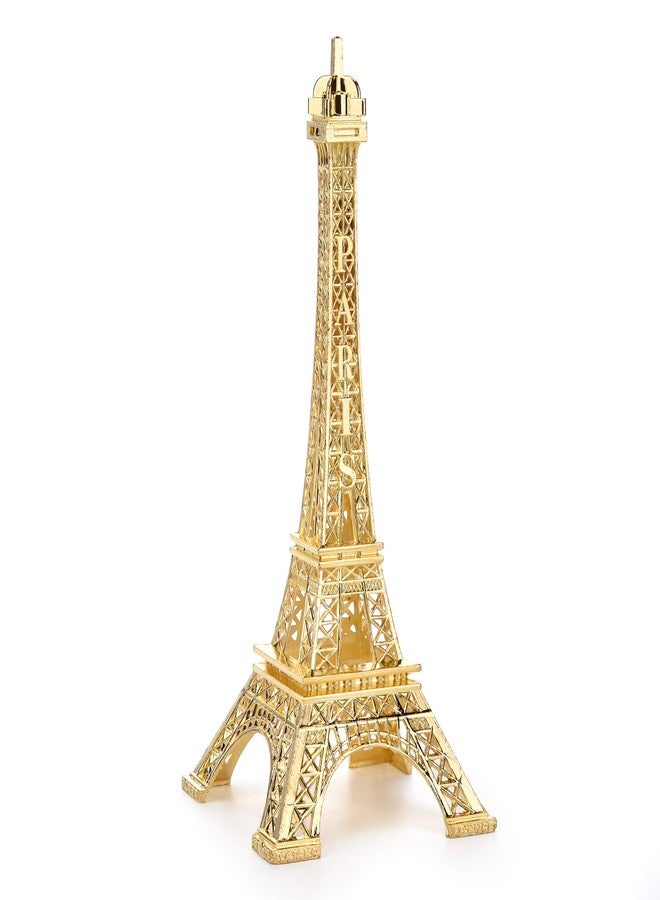 ESHATO Gold Metal Eiffel Tower Statue, 7inch Decorative Figurine Replica Stand Holder for Cake Topper Table Decor Gift Party Home Decoration - Image 1