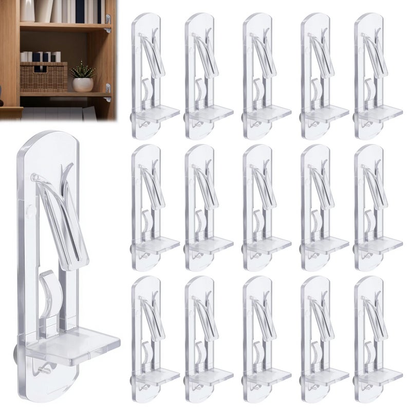 Ojeemii 20PCS Plastic Locking Shelf Support Pegs, 6.9mm Self-Locking Shelf Pins, Plastic Cabinet Shelf Clips, Clear Bracket Clips for Kitchen, 6.9mm Peg x 3/4" Thick Shelves - Image 1