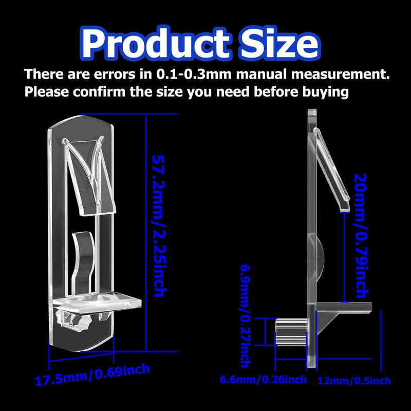 Ojeemii 20PCS Plastic Locking Shelf Support Pegs, 6.9mm Self-Locking Shelf Pins, Plastic Cabinet Shelf Clips, Clear Bracket Clips for Kitchen, 6.9mm Peg x 3/4" Thick Shelves - Image 2