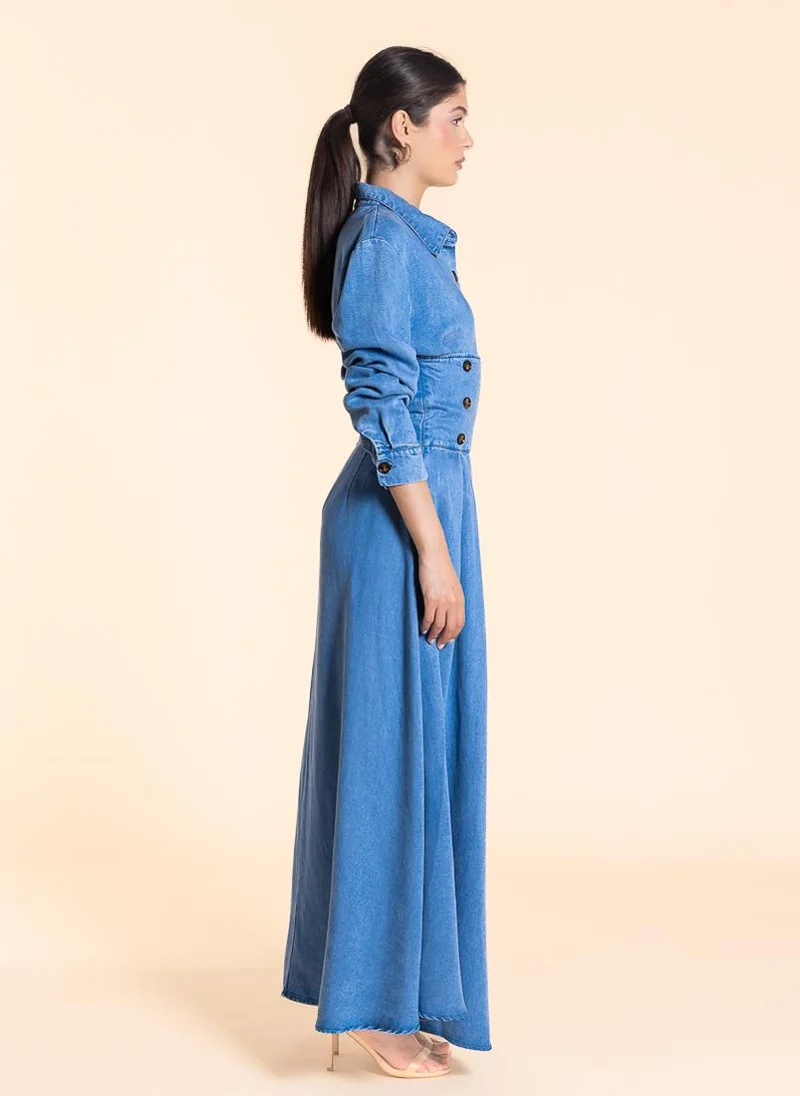 SHAPES HIGH WAIST SOFT MAXI SKIRT DENIM SET