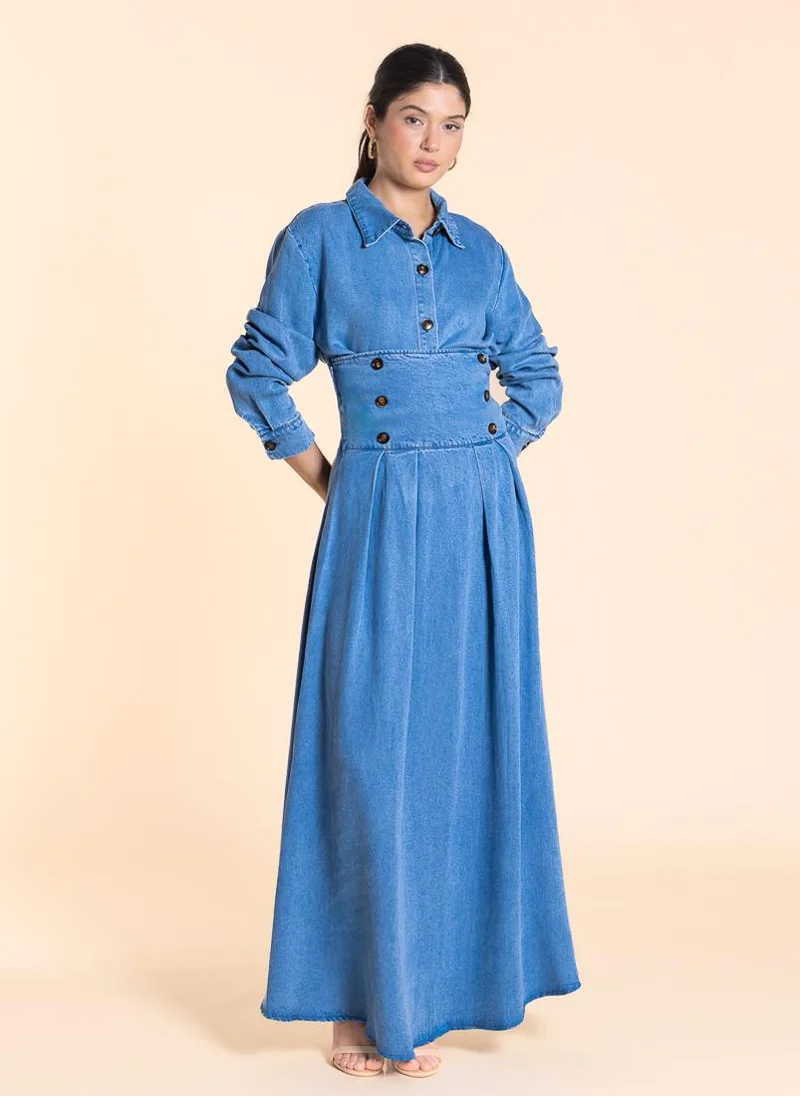 شايبس HIGH WAIST SOFT MAXI SKIRT DENIM SET