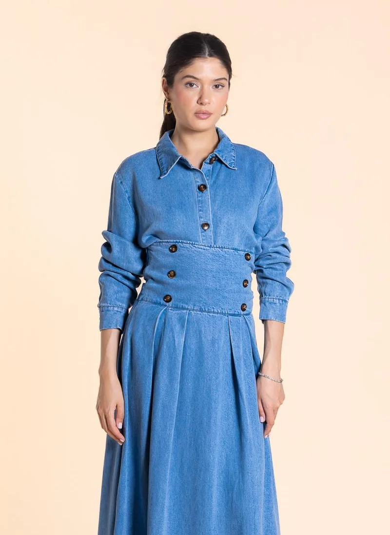 شايبس HIGH WAIST SOFT MAXI SKIRT DENIM SET