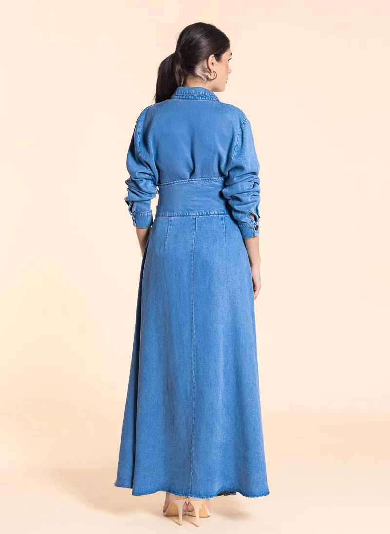SHAPES HIGH WAIST SOFT MAXI SKIRT DENIM SET