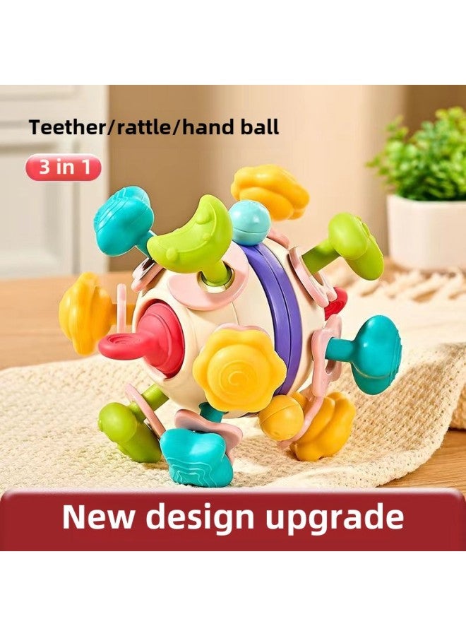 Tiktok Baby Teether Ball Puzzle Early Education Manhattan Hand Ball Touch Feeling Training Grip Toy-Color:Space Teether Manhattan Ball + Anti-lost Rope + Rainbow Plug Music Toy - Image 3