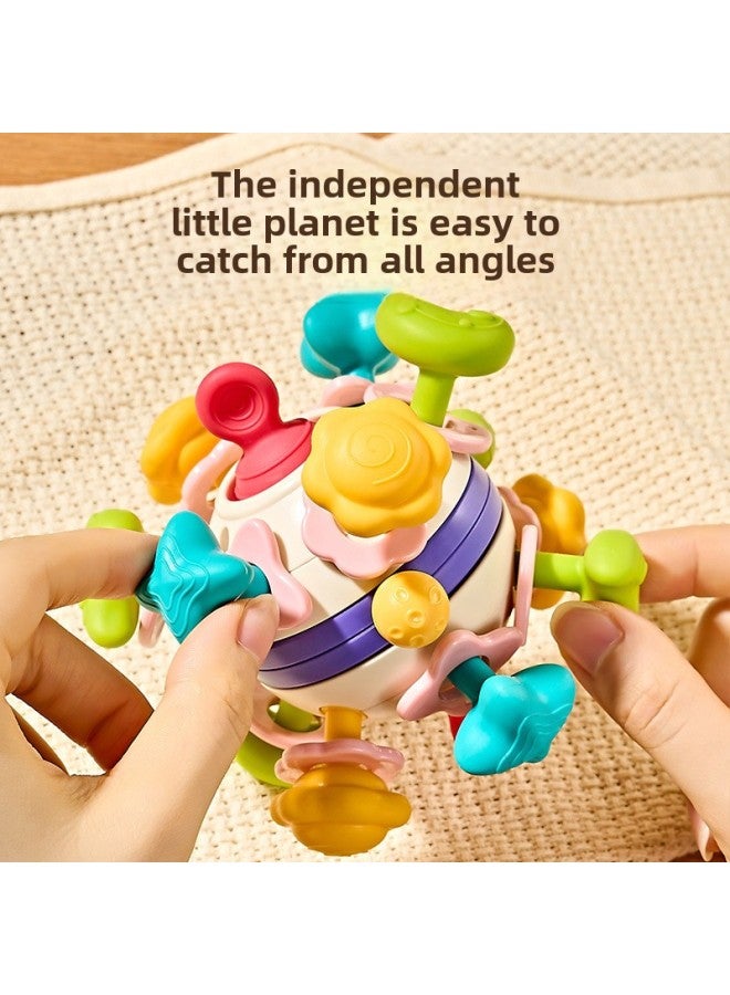 Tiktok Baby Teether Ball Puzzle Early Education Manhattan Hand Ball Touch Feeling Training Grip Toy-Color:Space Teether Manhattan Ball + Anti-lost Rope + Rainbow Plug Music Toy - Image 2