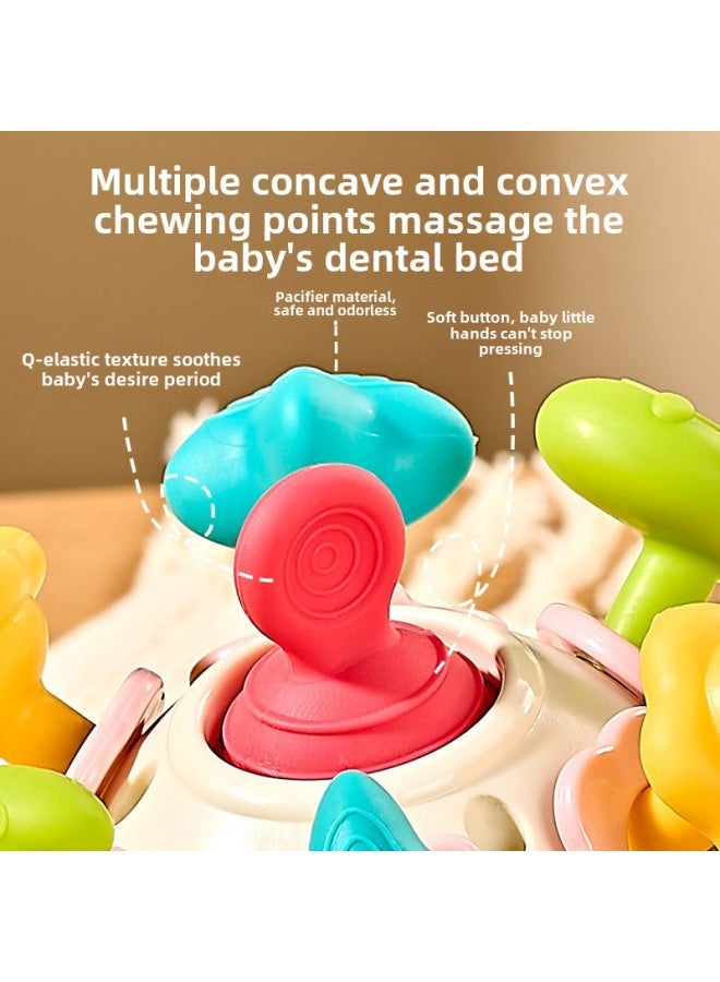 Tiktok Baby Teether Ball Puzzle Early Education Manhattan Hand Ball Touch Feeling Training Grip Toy-Color:Space Teether Manhattan Ball + Anti-lost Rope + Rainbow Plug Music Toy - Image 5
