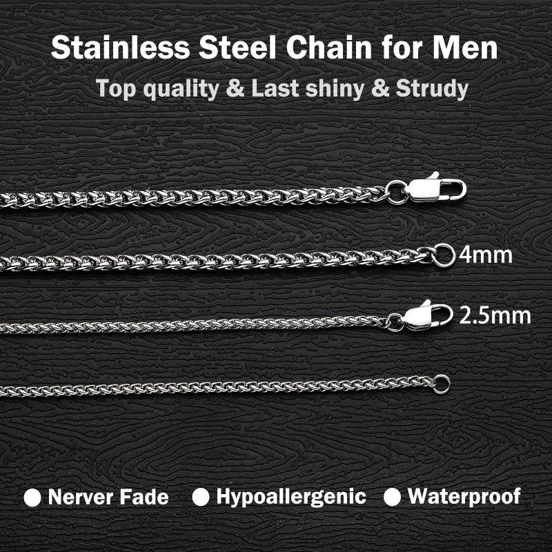 OLARCU 2.5mm/4mm Silver Stainless Steel Wheat Chain Necklace Jewelry for Men (2.5mm-Silver, 18 Inches) - Image 5