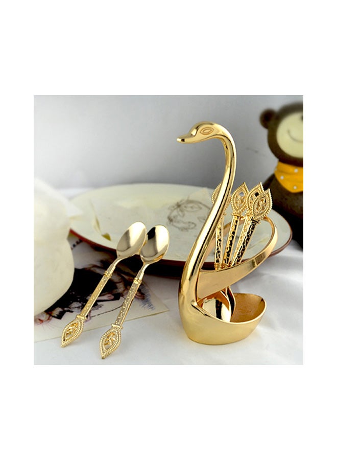 Loquat Swan Tableware Spoon Fork Holder Gold 17x6x8centimeter - Image 3