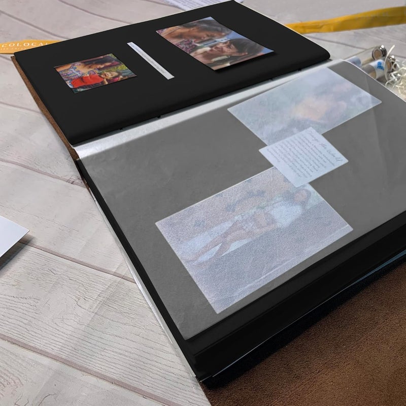 Rustic Town Rustic Town Leather Photos Album Handmade Paper with Gift Box Scrapbook Style Pages Holds 4x6 or 5x7 inches Birthday Memories Wedding Photos BlackPapers Large  - Image 4