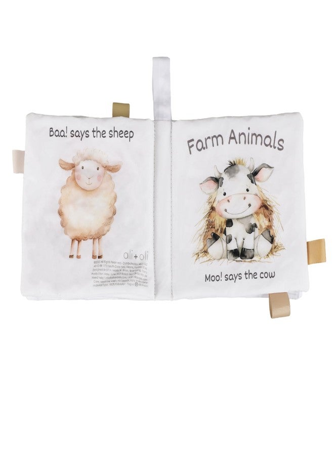 Ali+Oli Baby Cloth Book - Soft Sensory Crinkle Book for Infants 0-12 Months - Early Learning Touch & Feel Tummy Time Toy - Colorful taggies - Newborn Shower Gift - Farm Animals - Image 3