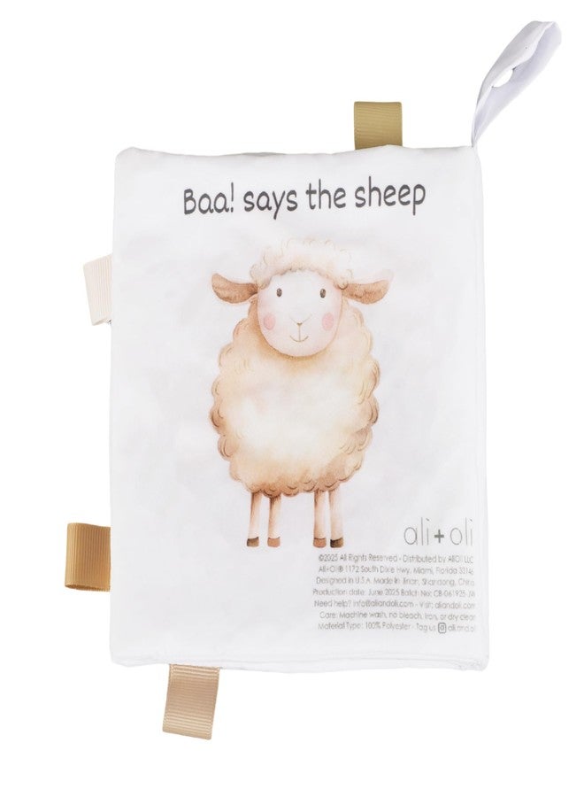 Ali+Oli Baby Cloth Book - Soft Sensory Crinkle Book for Infants 0-12 Months - Early Learning Touch & Feel Tummy Time Toy - Colorful taggies - Newborn Shower Gift - Farm Animals - Image 2