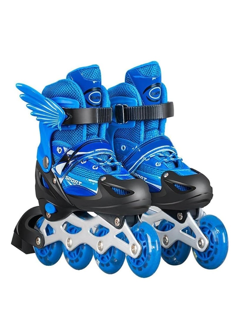 UKR Blue Kids Rollerblades for Boys and Teens – Inline Skating Shoes with Adjustable Size and Rainbow LED Wheels (Ages 4-9, EU Size 26-32) - Image 2