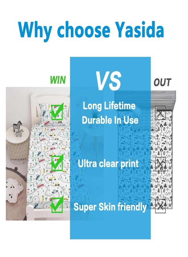 Yasida Car Sheet Sets for Kids Cute Cartoon Truck Bed Queen Size Fitted Sheets Boys 3D Plants Print Bedding Set Soft Microfiber Bedroom Decor(3pc) - Image 3