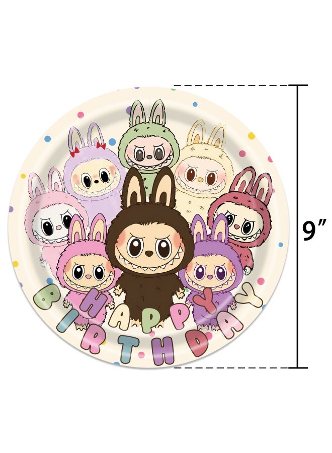 Labubu Birthday Party Kit for Kids for 10 People, Complete Tableware Set, Labubu Party Decorations - Image 4