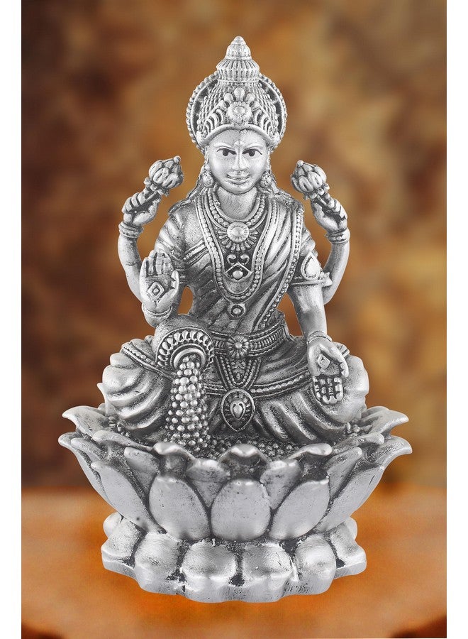 PRD CARATCAFE Silver Kamal Laxmi Murti for Car, Home & Office.Pure 925 Solid Chandi Metal Idol of Maa Lakshmi. Antique Gift Item for All Occasions & Festivals, Religious - Image 3