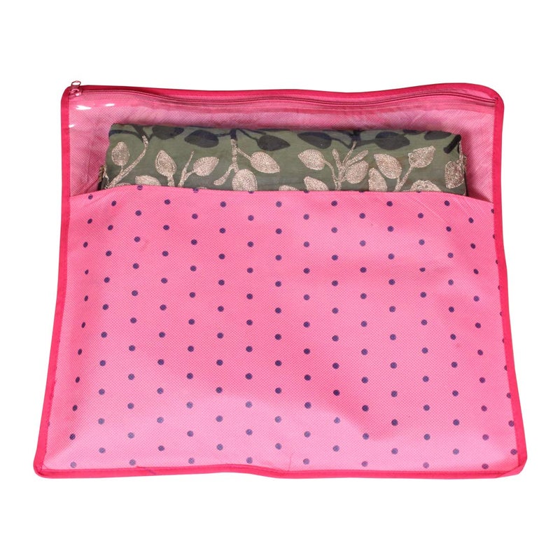 PrettyKrafts PrettyKrafts Non Woven Saree Covers With ZIP Pack of 9 Size17 15 Inches Single Sari Storage BagsCoverPouches for Packing New Sadi Wardrobe Organizer For SareesCloths With Top Window Pink - Image 2