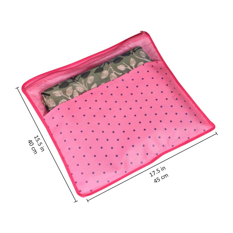 PrettyKrafts PrettyKrafts Non Woven Saree Covers With ZIP Pack of 9 Size17 15 Inches Single Sari Storage BagsCoverPouches for Packing New Sadi Wardrobe Organizer For SareesCloths With Top Window Pink - Image 3