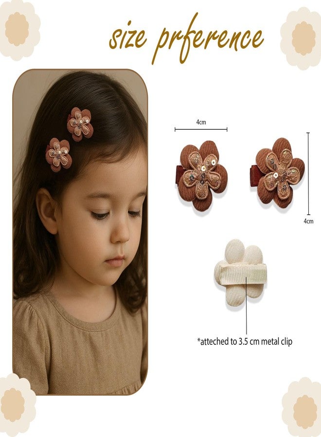 KARP 20 Pcs Embroidered Flower Hair Clips - Fabric Floral Hair Bows with Sequins for Girls, Women (Hair Pin (K2506)-Style-3) - Image 4