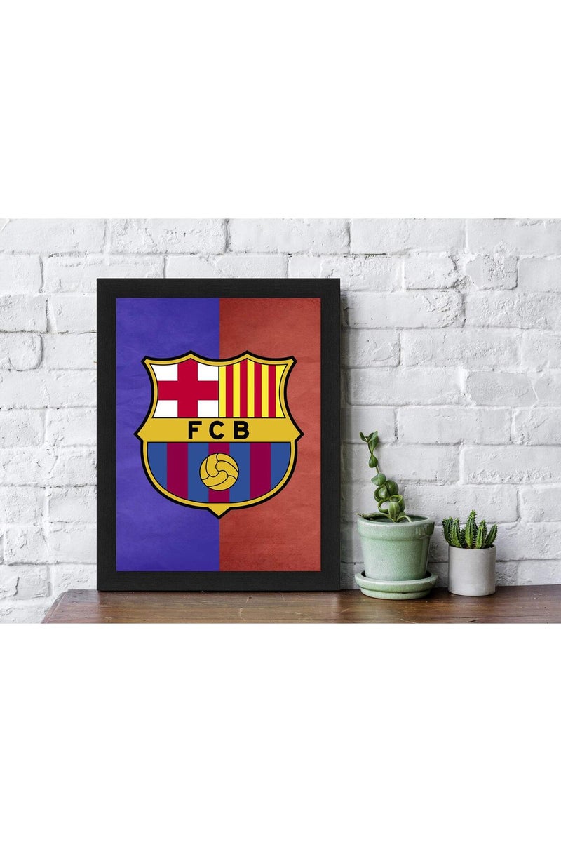 Interio Crafts بوستر مؤطر من خشب صناعي لنادي برشلونة لكرة القدم من إنتيريو كرافتس للمنزل والمكتب - Image 1
