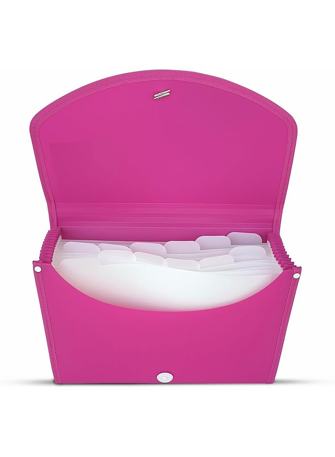 ماكسي ملفات توسيع 13 شبكة مع خيط وردي 13 جيبًا مجلدات توسيع لتخزين مستنداتك وسهلة الحمل - Image 2