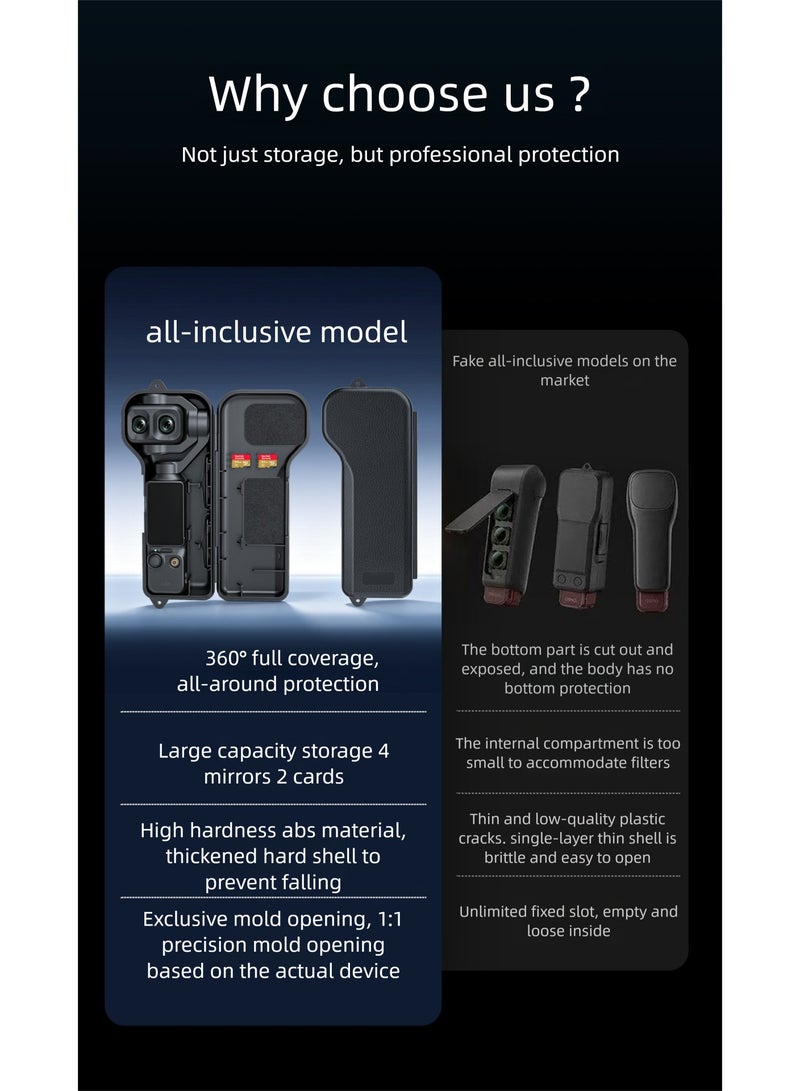 For DJI Pocket 4 Pro Protective Case, Large Capacity Hard Shell Storage Bag, 360° Full Protection Camera Case, Filter Slots for 4 Filters & 2 Memory Cards, Dust Resistant Travel Carrying Case - Image 2