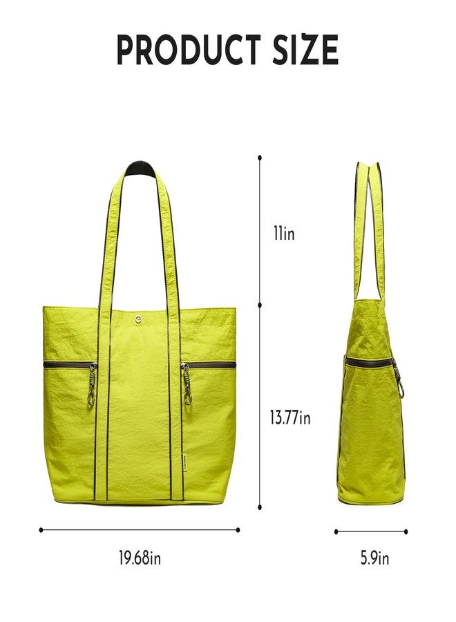 Caitina Large Tote Bag for Women Nylon Shoulder Bags for Women Lightable Shoulder Purses Gym Tote for Travel Yoga Work Dance Green - Image 4