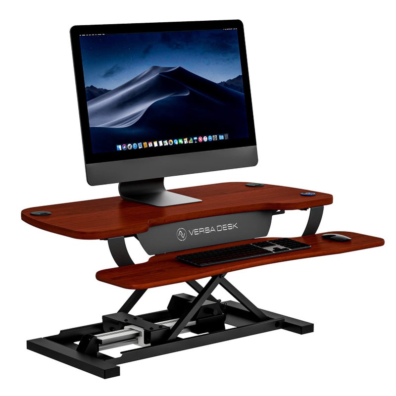 VERSADESK PowerPro 36 x 24 Standing Desk Converter  775  235 Electric Height Adjustable Sit to Stand Desk Riser w Keyboard Tray  USB Hub  Ergonomic Workstation for Home  Office Cherry