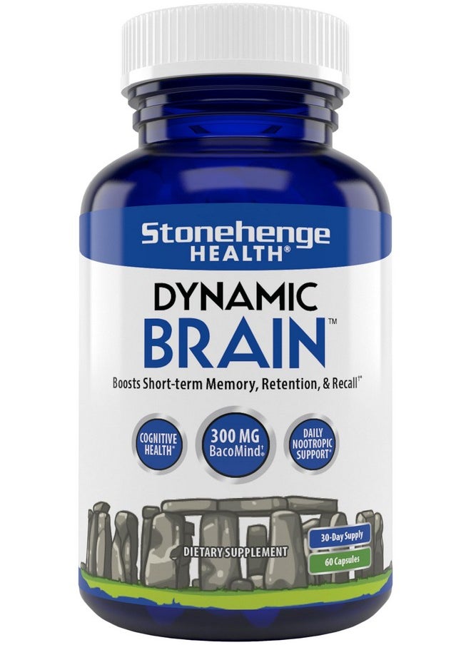 Stonehenge Health Stonehenge Health Dynamic Brain Supplement - New Formula with BacoMind for Memory Acquisition, Retention, & Recall with 40 Unique Nootropic: Choline, Phosphatidylserine, and Huperzine A  - Image 1