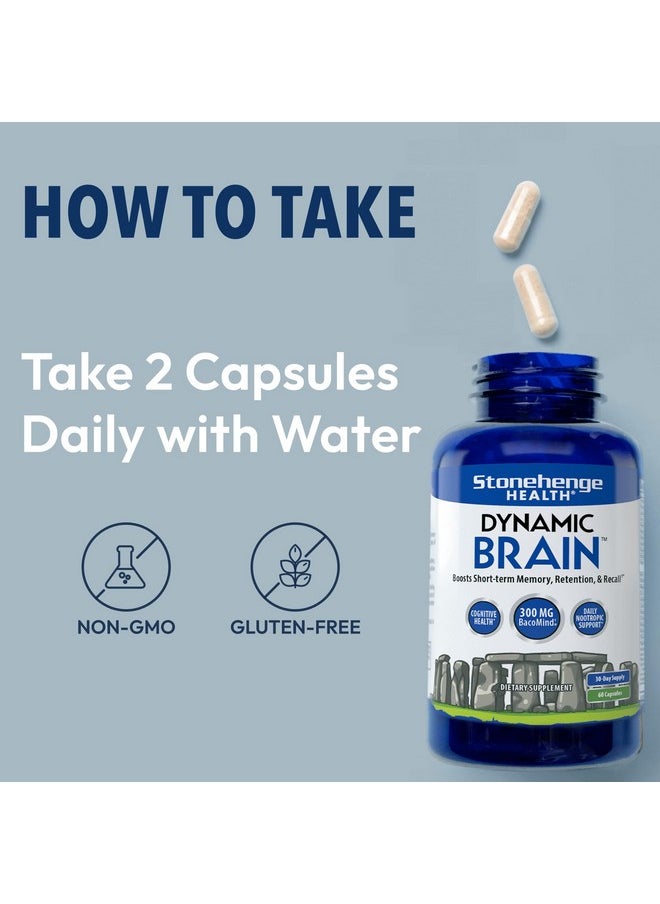 Stonehenge Health Stonehenge Health Dynamic Brain Supplement - New Formula with BacoMind for Memory Acquisition, Retention, & Recall with 40 Unique Nootropic: Choline, Phosphatidylserine, and Huperzine A  - Image 3