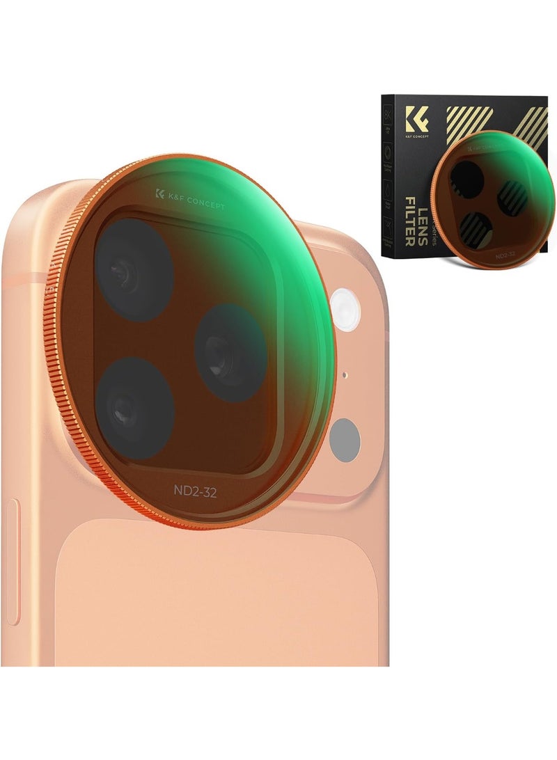 كيه آند إف كونسبت فلتر K&F Concept FA301 المتغير ND2-32 سهل التركيب، فلتر عدسة زجاجي فائق الخفة بتقنية AGC متوافق مع iPhone 17 Pro / 17 Pro Max، طلاء من 28 طبقة مع حامل Deco سهل التركيب - Image 1
