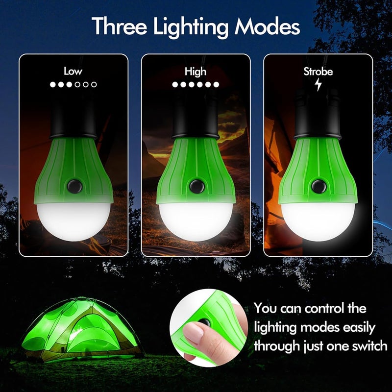 FLY2SKY Portable LED Tent Lamp, Clip Hook Hurricane Emergency Light Bulb, Camping Equipment Lanterns for Hiking, Backpacking Outage, B-CLOSED-HOOK, 4 Packs - Image 3
