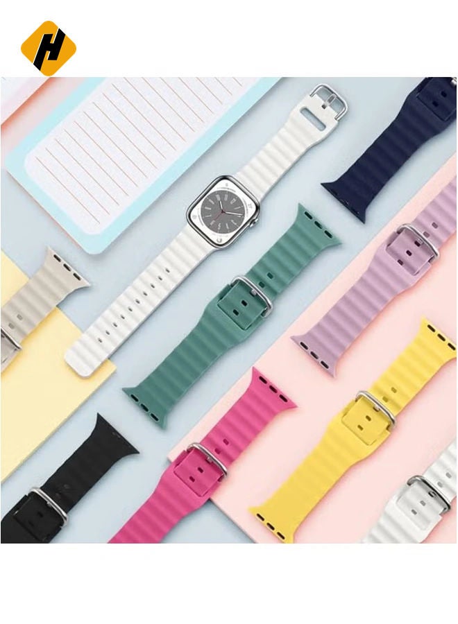 HuHa "Soft Silicone Ocean Band for Apple Watch – Breathable Elastic Sport Band, Fits 49mm to 38mm, Compatible with All Series - Image 4