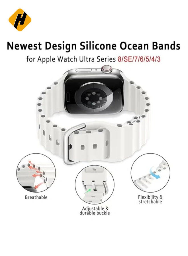 HuHa "Soft Silicone Ocean Band for Apple Watch – Breathable Elastic Sport Band, Fits 49mm to 38mm, Compatible with All Series - Image 2
